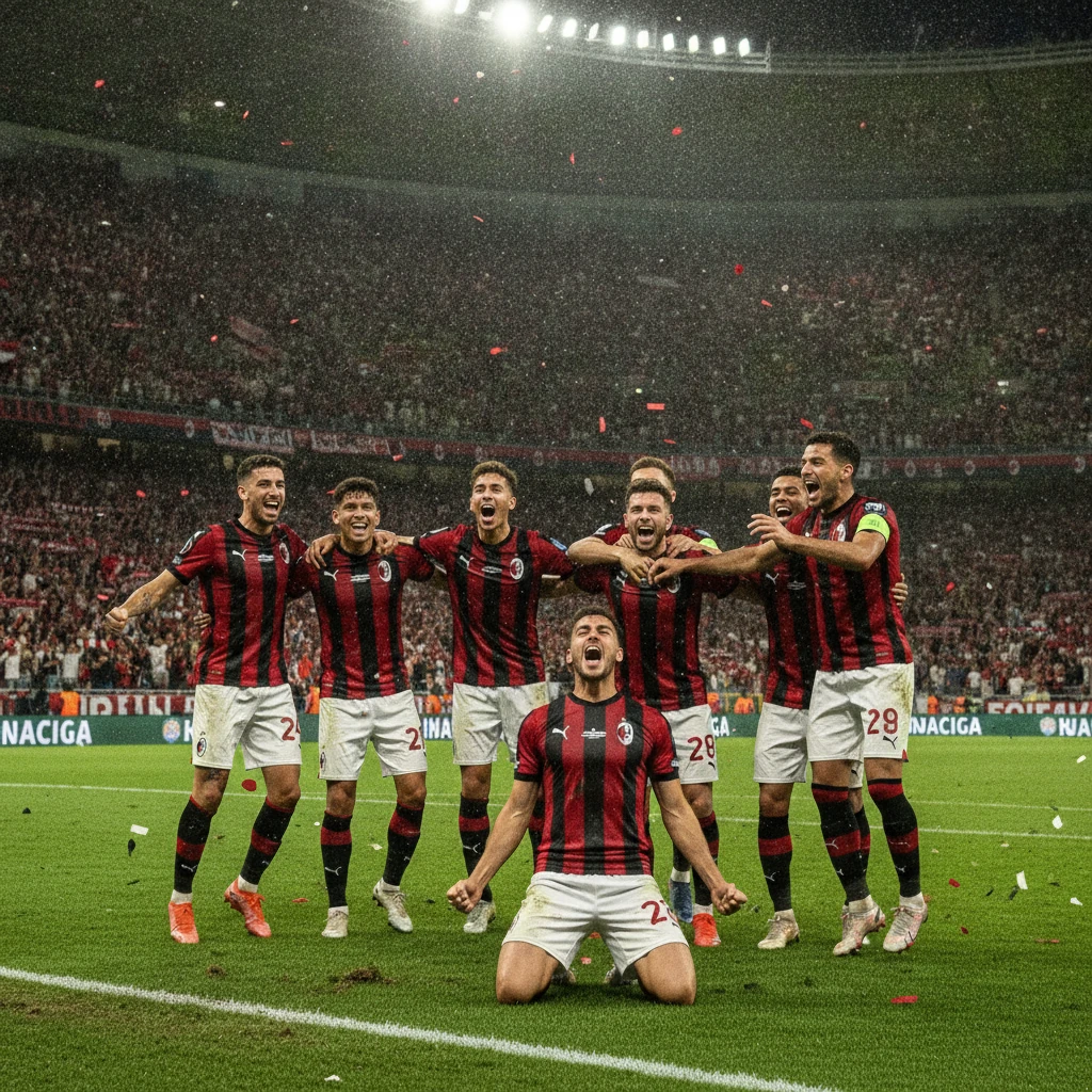 Fußballteam feiert Tor